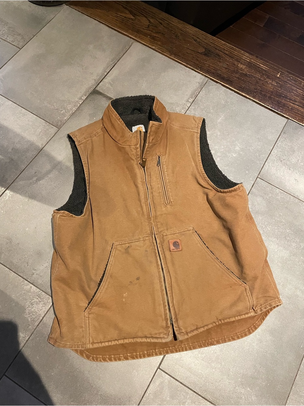 Carhartt-style Brown Quilted Work Vest